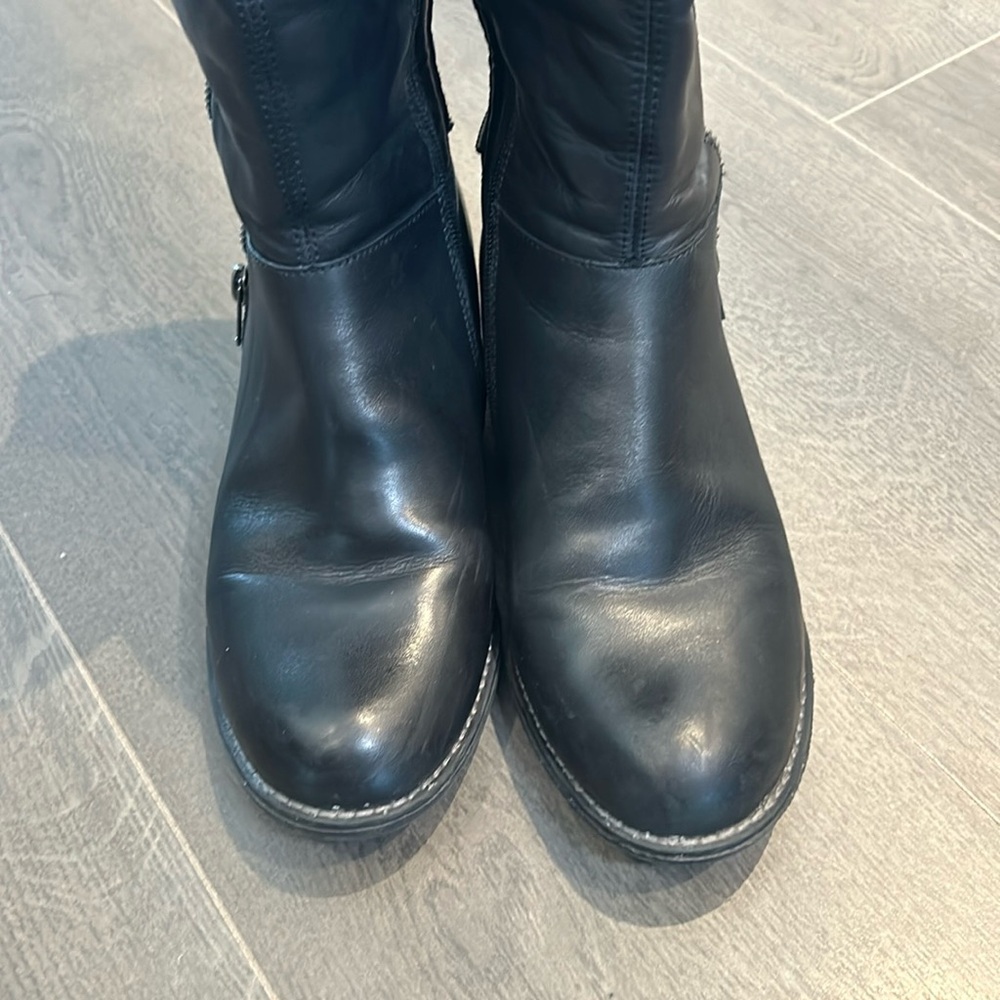 Remonte Black Leather & Stretch Tall Riding Boots EU 38 Classic Equine Style - Picture 14 of 17